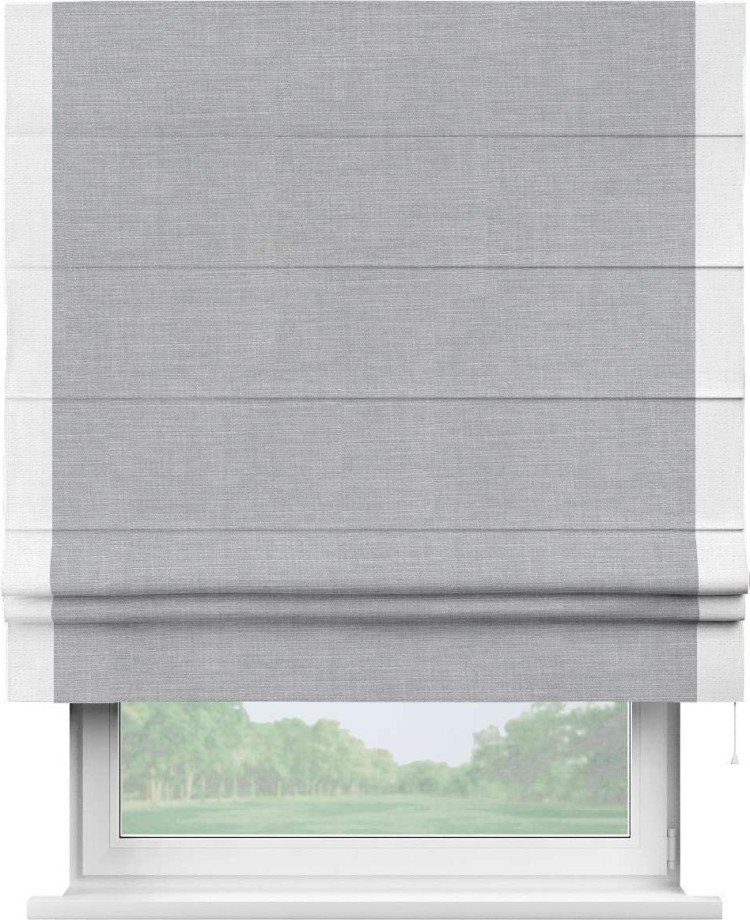 Римская штора «Кортин» с кантом Стрим Дуо, для проема, ткань лён серый