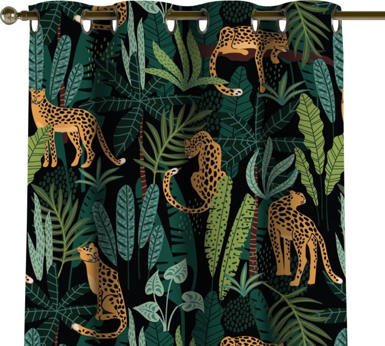 Комплект штор на люверсах «Леопарды в джунглях»