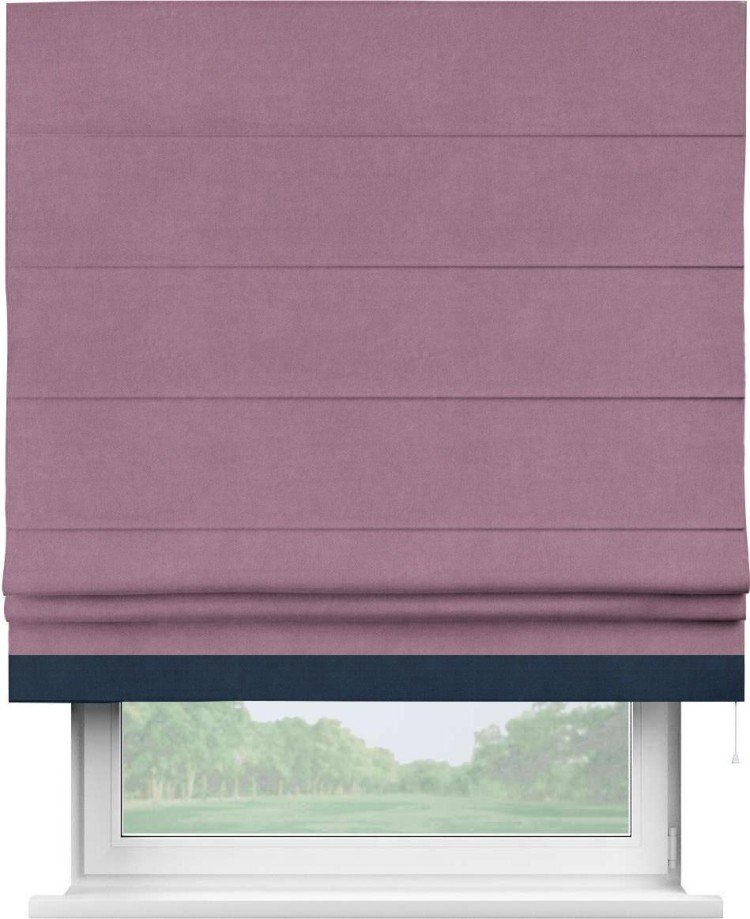 Римская штора «Кортин» с кантом Джестер, для проема, ткань вельвет лиловый