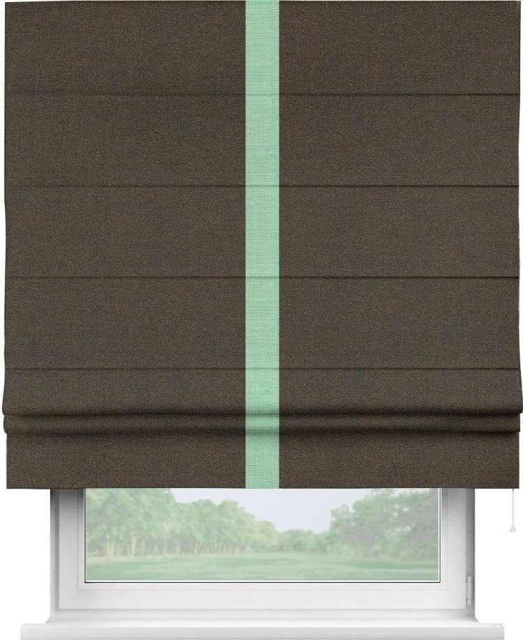 Римская штора «Кортин» с кантом Хайвэй, для проема, ткань лён темно-коричневый