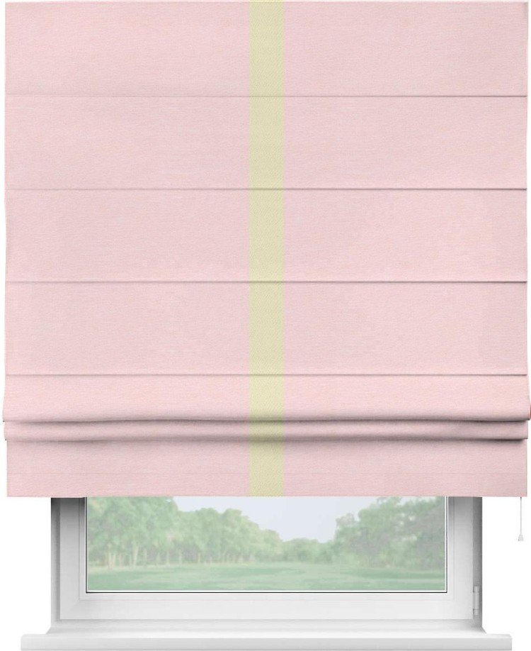 Римская штора «Кортин» с кантом Хайвэй, для проема, ткань блэкаут однотонный розовый