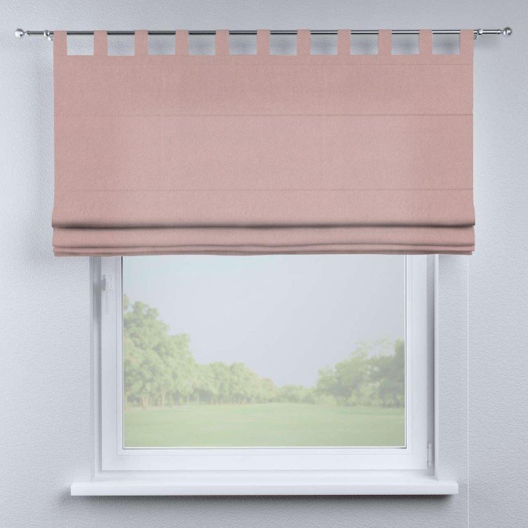 Римская штора на петлях «Кортин», ткань вельвет розовая пудра
