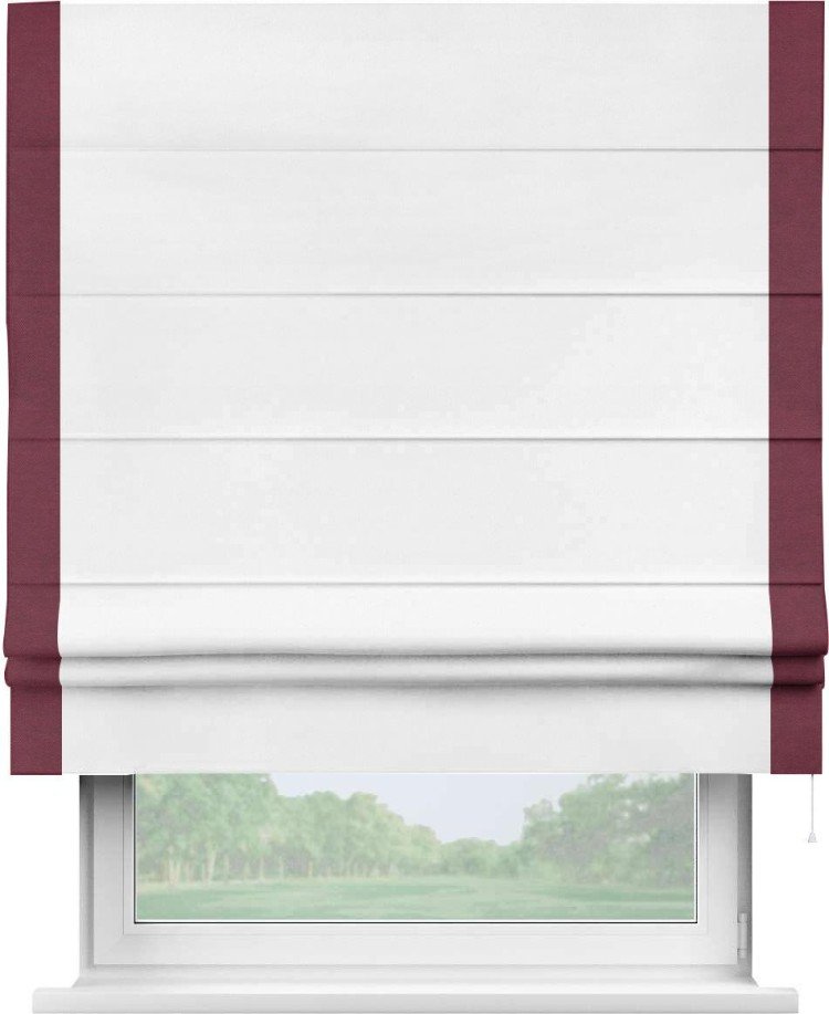 Римская штора «Кортин» с кантом Стрим Дуо, для проема, ткань вельвет белый