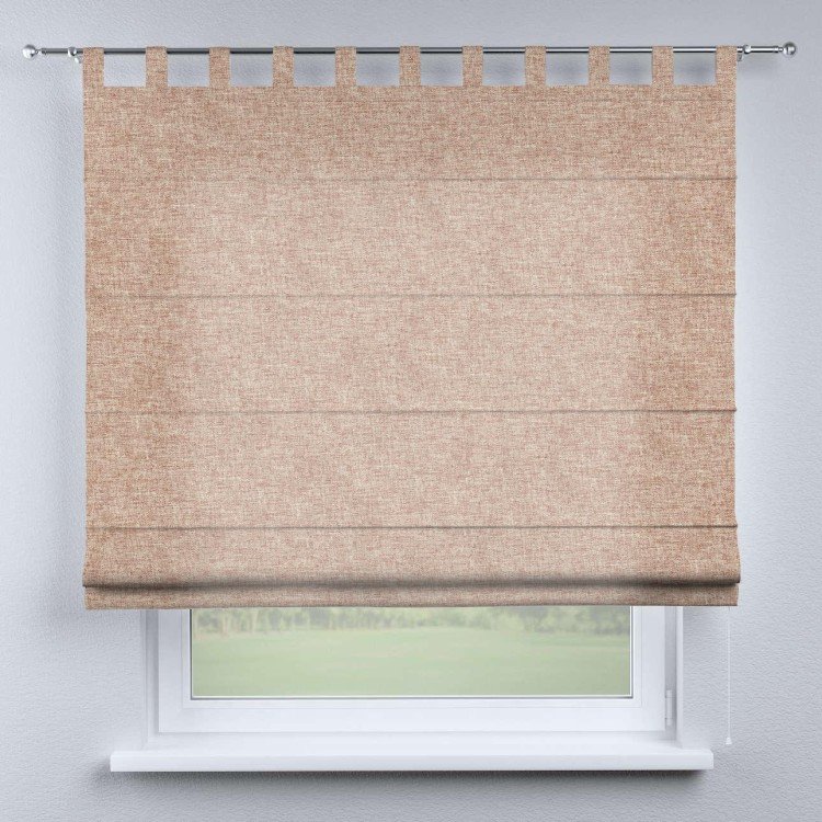 Римская штора на петлях «Кортин», ткань лён кашемир розовая пудра